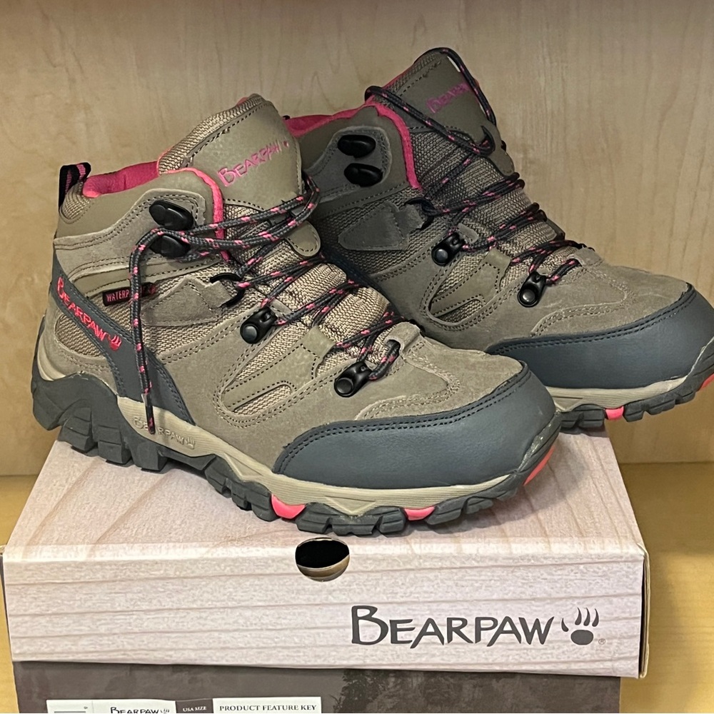 BearPaw Corsica Women’s Waterproof Hiking Boots - Taupe (Brown and Pink)